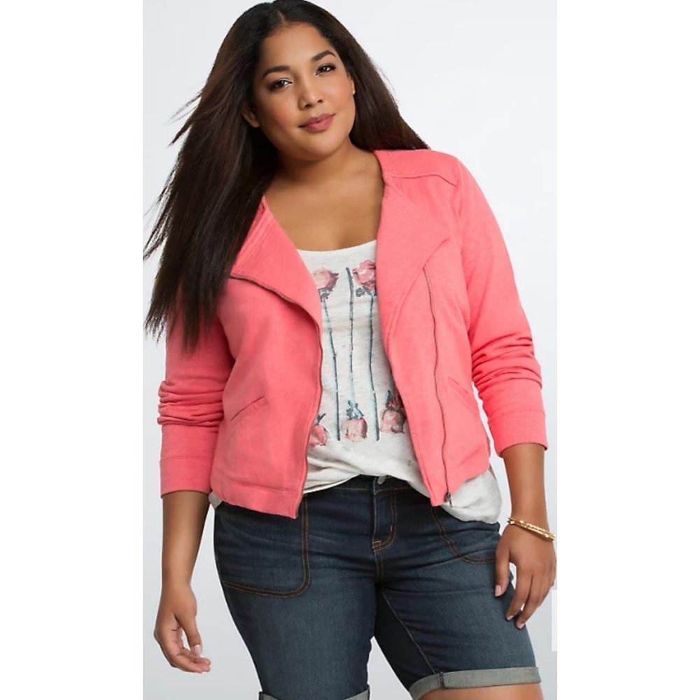 🎆 2/$22 [torrid] Coral Knit Moto Jacket